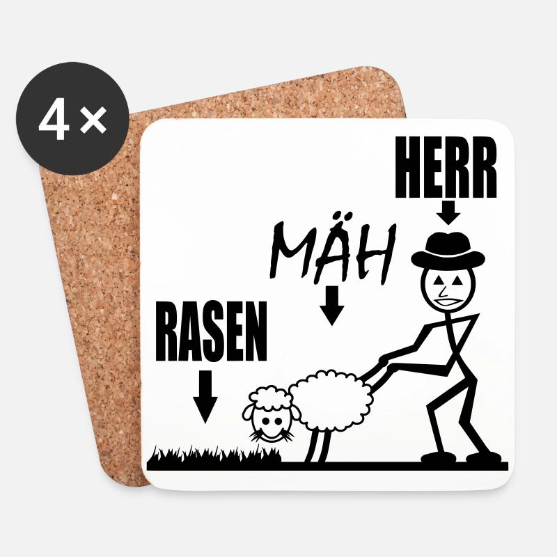 Hobbygärtner mäht Rasen Rasen Mäh Herr Rasenmäher - Untersetzer (4er-Set) - Weiß
