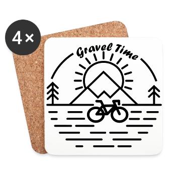 Gravel Time Line Art Logo - Coasters (set of 4) - white - Front