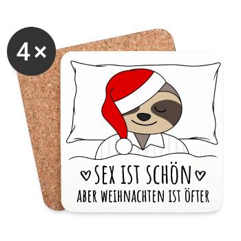 Sex ist schön aber Weihnachten ist öfter Faultier - Untersetzer (4er-Set) - Weiß - Vorne
