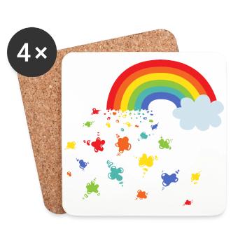 Arc-en-ciel et taches de couleur - Dessous de verre (lot de 4) - blanc - Devant