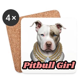 Ich bin zu 100% ein Pitbull Girl - Untersetzer (4er-Set) - Weiß - Vorne