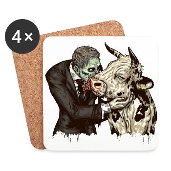 Messieurs zombie embrasse vache - Dessous de verre (lot de 4) - blanc - Devant