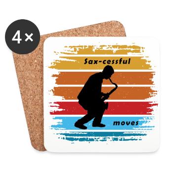 Mouvements de saxophone, rétro, saxophone et danse - Dessous de verre (lot de 4) - blanc - Devant