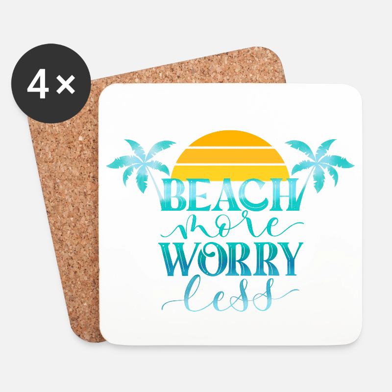 Beach More. Worry Less. - Untersetzer (4er-Set) - Weiß