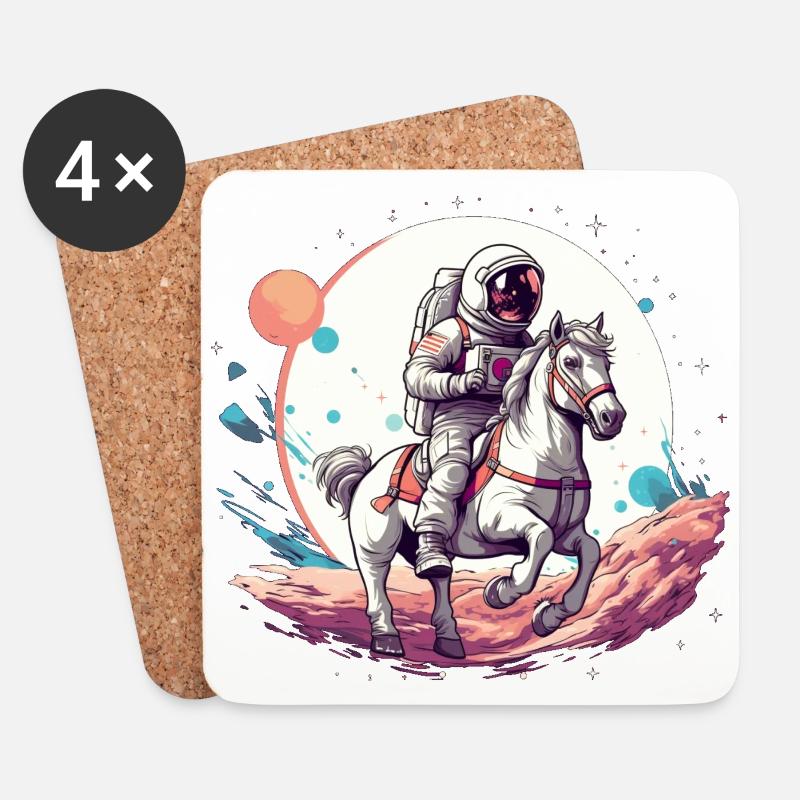Astronaut auf Pferd im All - Untersetzer (4er-Set) - Weiß