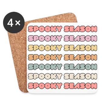 Costume de lettrage d’Halloween de saison effrayant - Dessous de verre (lot de 4) - blanc - Devant
