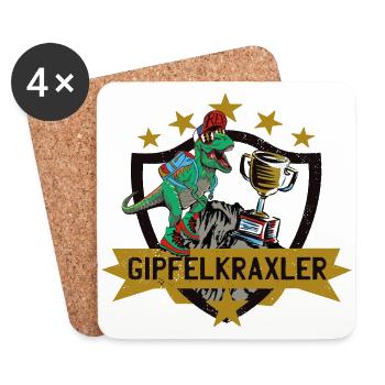 Dino - Gipfelkraxler - Pokal - Wandern mit Kindern - Untersetzer (4er-Set) - Weiß - Vorne
