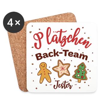 Weihnachten Plätzchen Backteam Tester Kekse - Untersetzer (4er-Set) - Weiß - Vorne