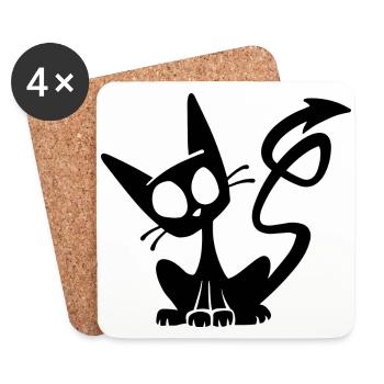 Devil Black Cat - Dessous de verre (lot de 4) - blanc - Devant