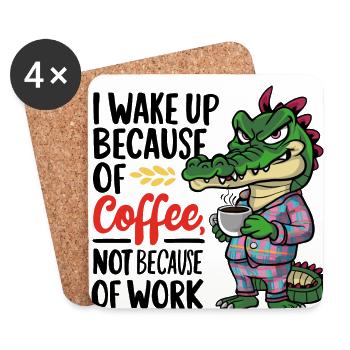 Morning Coffee Morning Grouch Crocodile avec tasse à café - Dessous de verre (lot de 4) - blanc - Devant