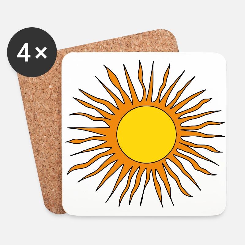 Retro Sonne - Untersetzer (4er-Set) - Weiß