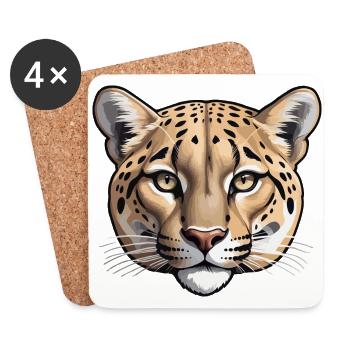 Tiger Head - Animal Design - Coasters (set of 4) - white - Front