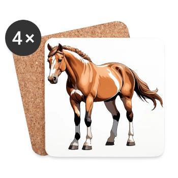 Pferd Sticker - Reitsport Design - Untersetzer (4er-Set) - Weiß - Vorne