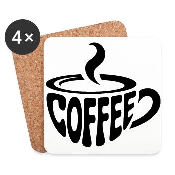 Coffee - Cool Café Logo - Dessous de verre (lot de 4) - blanc - Devant