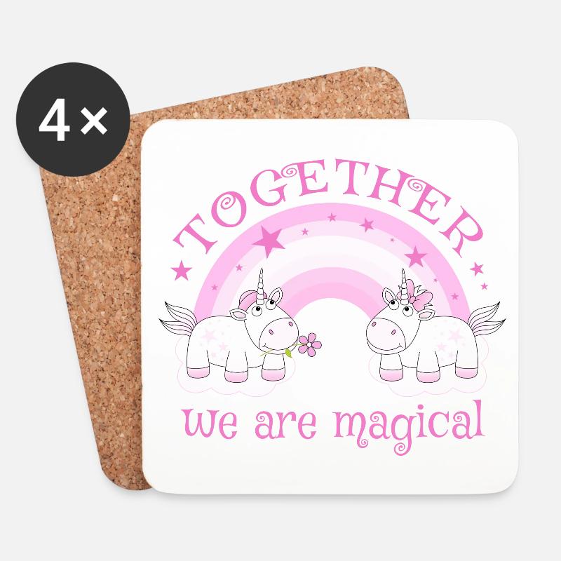 Einhorn Liebe Regenbogen Together we are magical - Untersetzer (4er-Set) - Weiß