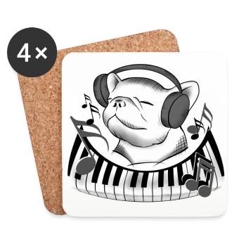 Musique de bouledogue - Dessous de verre (lot de 4) - blanc - Devant