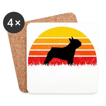 Français Bulldog Sunset Dogs (chiens de coucher de soleil de bouledogue) - Dessous de verre (lot de 4) - blanc - Devant