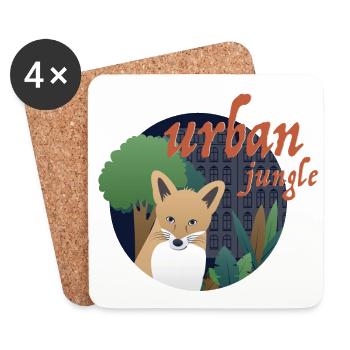 Urban Jungle Illustration Fuchs Großstadtdschungel - Untersetzer (4er-Set) - Weiß - Vorne