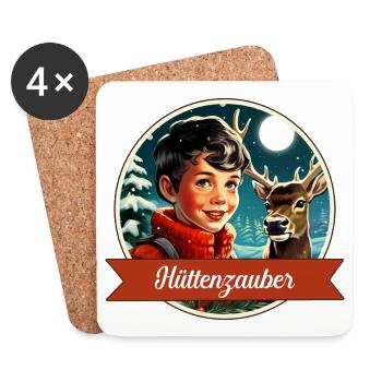 Gemütliches Aufwärmen auf der Alm - Hüttenzauber - Untersetzer (4er-Set) - Weiß - Vorne