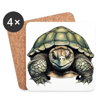 Grand T-Shirt Tortue Magnifique Motif Repti - Dessous de verre (lot de 4) - blanc - Devant