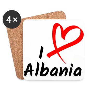 J’aime l’Albanie J’aime l’Albanie Cadeau de cœur - Dessous de verre (lot de 4) - blanc - Devant