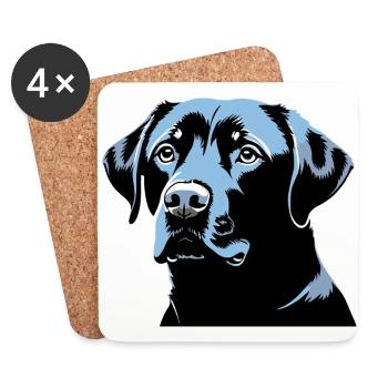 Labrador Retriever Kopf - Pet Dog Sticker - Untersetzer (4er-Set) - Weiß - Vorne