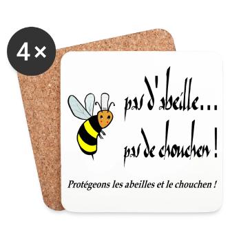 Pas d'abeille, pas de chouchen - Dessous de verre (lot de 4) - blanc - Devant