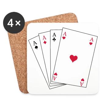 Spielkarten Ass - Untersetzer (4er-Set) - Weiß - Vorne