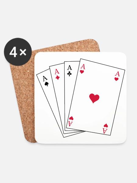 Spielkarten Ass - Untersetzer (4er-Set) - Weiß