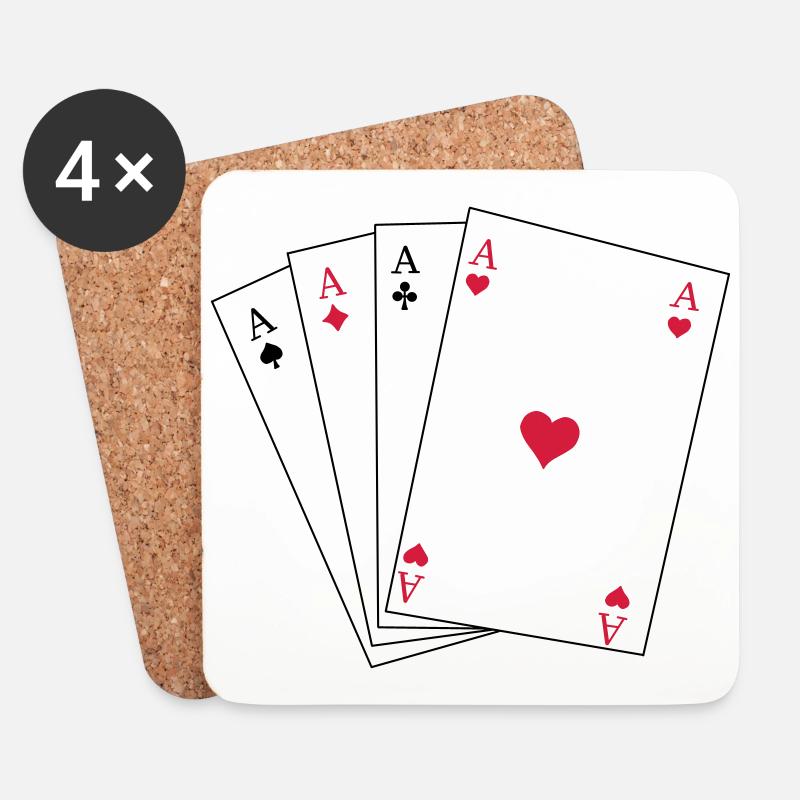 Spielkarten Ass - Untersetzer (4er-Set) - Weiß