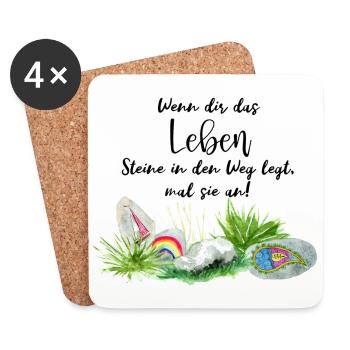 Wenn das Leben Steine in den Weg legt, mal sie an - Untersetzer (4er-Set) - Weiß - Vorne