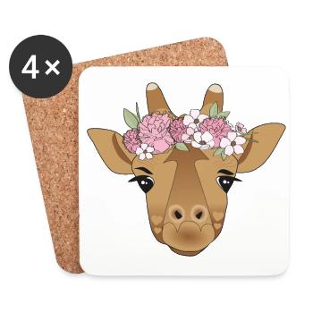Couronne de fleurs de girafe - Dessous de verre (lot de 4) - blanc - Devant