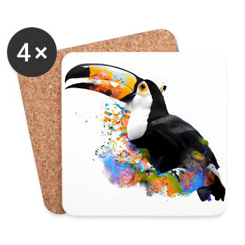 Colored Toucan illustration - Coasters (set of 4) - white - Front