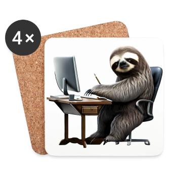 Office Sloth - Coasters (set of 4) - white - Front