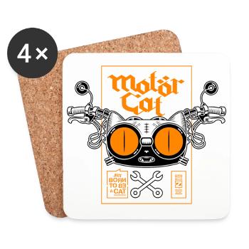 MOTORCAT 02 - Untersetzer (4er-Set) - Weiß - Vorne