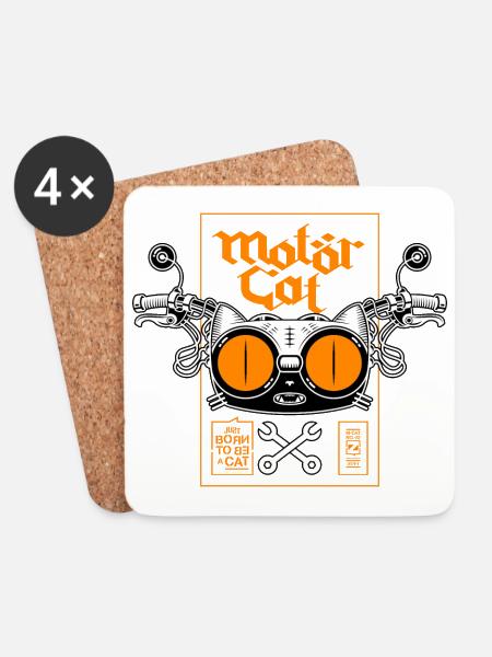 MOTORCAT 02 - Untersetzer (4er-Set) - Weiß