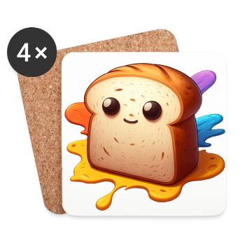 Brot Toast Sandwich niedliches Gesicht Bäcker - Untersetzer (4er-Set) - Weiß - Vorne