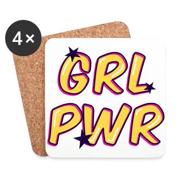 Cadeau de conception Girl Power - Dessous de verre (lot de 4) - blanc - Devant