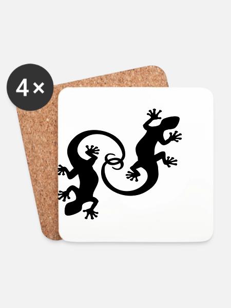 BALI - GECKO TWINS - Untersetzer (4er-Set) - Weiß