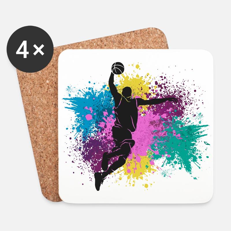 Basketball Grungy Farbspritzer - Untersetzer (4er-Set) - Weiß