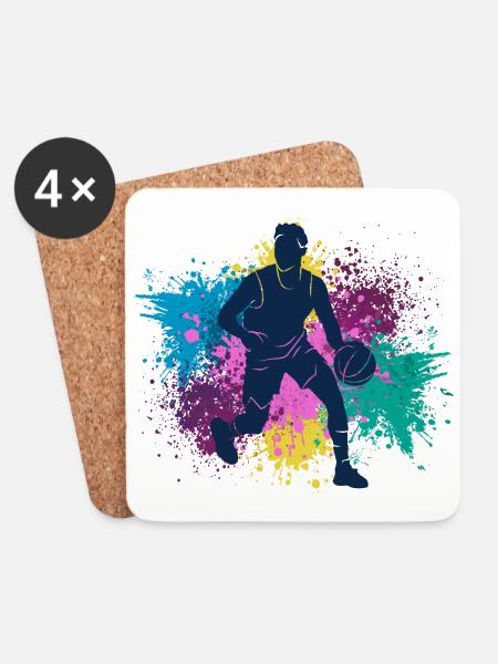 Basketball Grungy Farbspritzer - Untersetzer (4er-Set) - Weiß