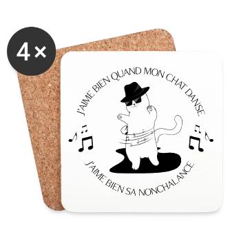 Johan Papaconstantino Mon Chat Danse chanson - Dessous de verre (lot de 4) - blanc - Devant