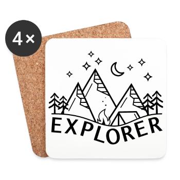 Lagerfeuer Nachtlandschaft Zelten Explorer Sterne - Untersetzer (4er-Set) - Weiß - Vorne