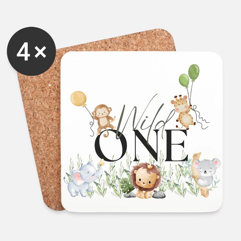 Wild One Safari First Birthday erster Geburtstag 1 - Untersetzer (4er-Set) - Weiß