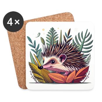 Niedlicher Igel in seinem natürlichen Lebensraum - Untersetzer (4er-Set) - Weiß - Vorne