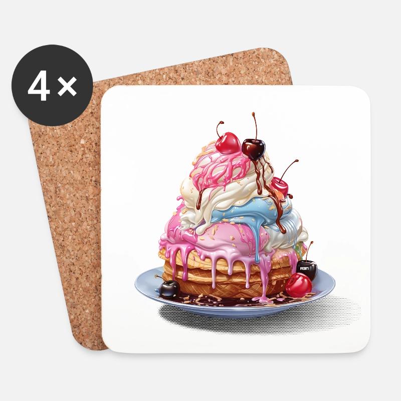 Ice Cream - Untersetzer (4er-Set) - Weiß