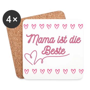 Mama ist die Beste - Muttertag - Untersetzer (4er-Set) - Weiß - Vorne
