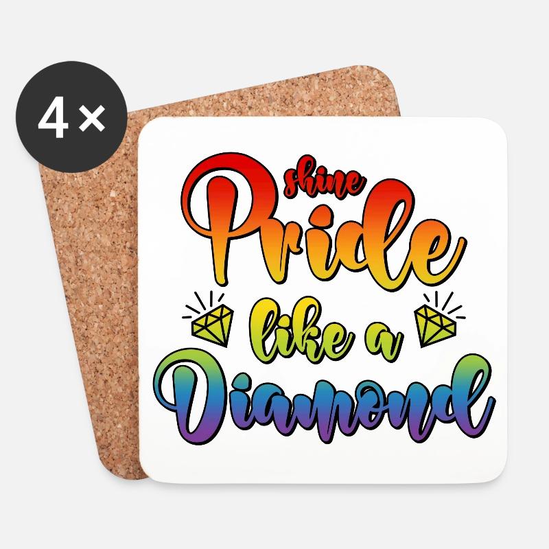 LGBT CSD Spruch Diamant Shine Pride Like A Diamond - Untersetzer (4er-Set) - Weiß