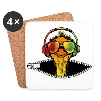 Gamer Autruche Afrique Savannah Safari Gaming Runner - Dessous de verre (lot de 4) - blanc - Devant