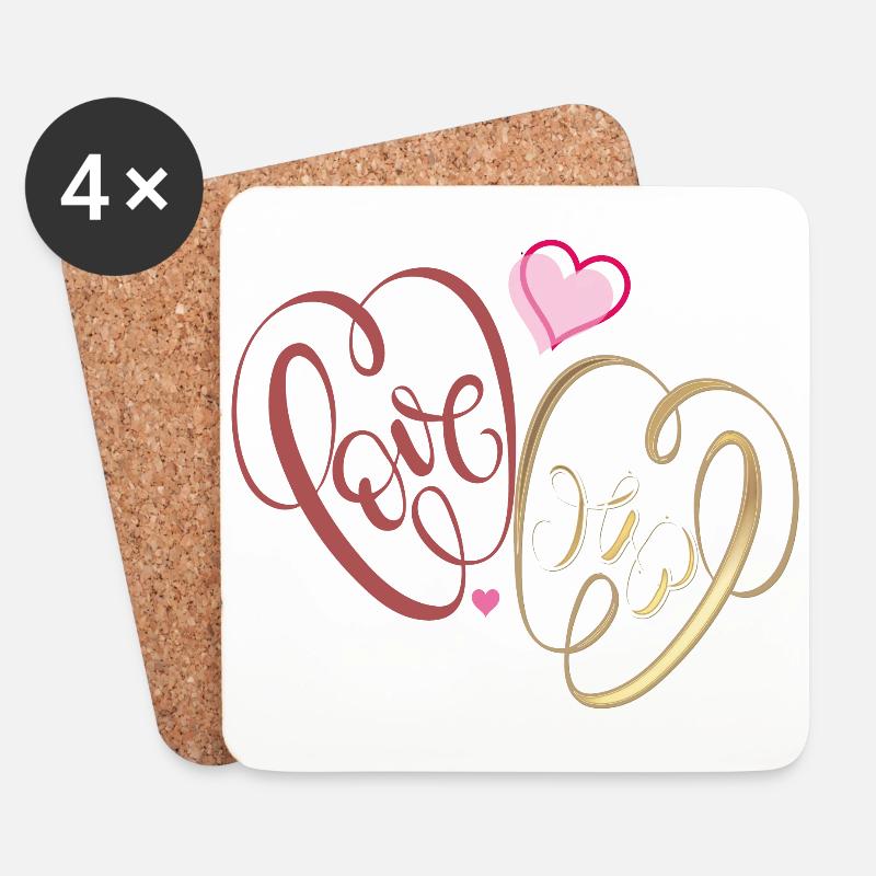 love,Herzen - Untersetzer (4er-Set) - Weiß